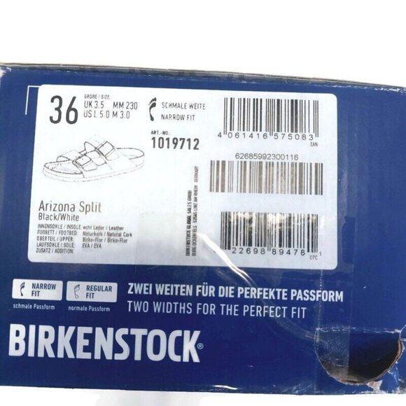 Birkenstock Arizona Split Birko-Flor Sandals Womens Size 5 Black White EU 36 - Picture 9 of 10